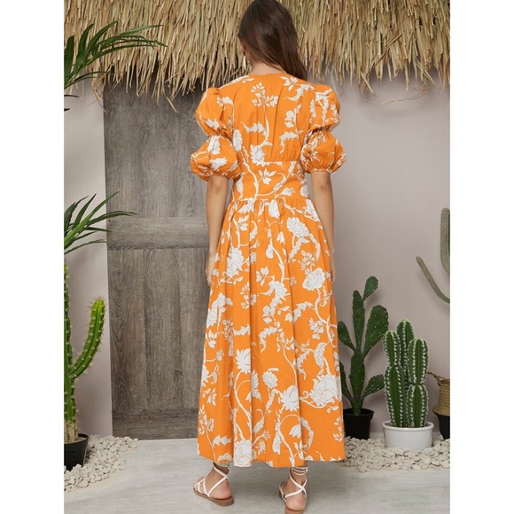 SHEIN Gathered Sleeve Button Front Floral Dress - Picture 2 of 11